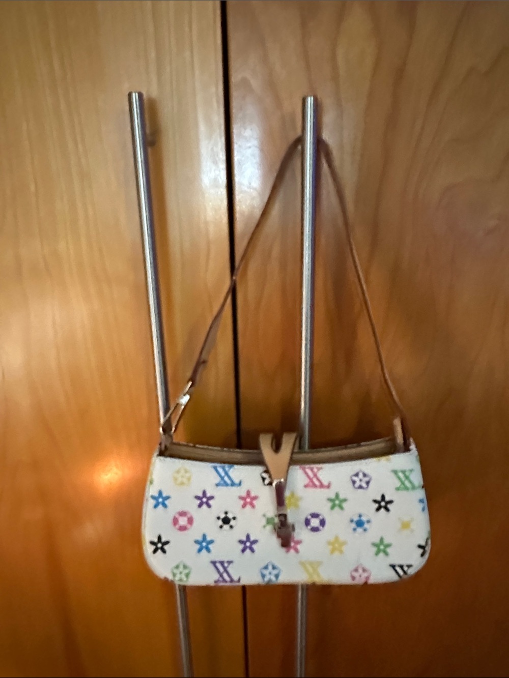 White Multicolor Logo Print Shoulder Bag fashion bag no brand new